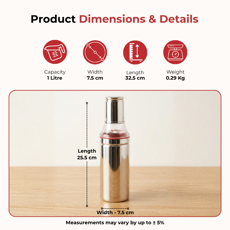 Vinod stainless steel oil pot 1000 ml, product view 9