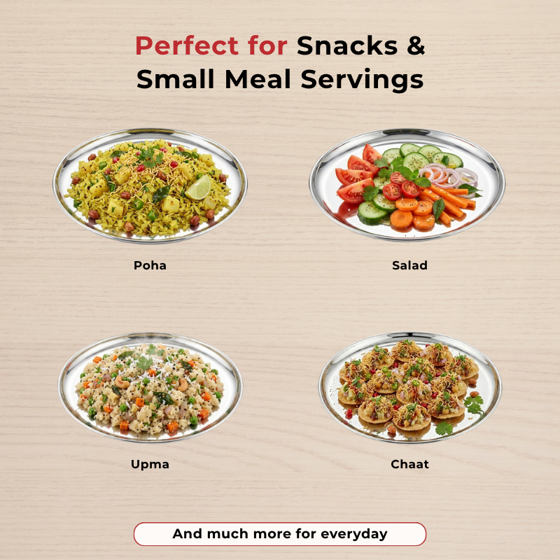 Vinod stainless steel Bangla Bogi lunch plate set of 6, 21 cm, mirror finish, product view 11
