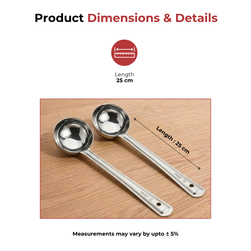 Vinod stainless steel basting serving ladle / serving spoon / karchi set of 2, 25 cm, product view 9