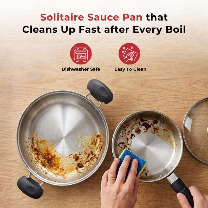 Vinod Doniv stainless steel solitaire cookware set / 1 pcs sauce pan / 1 pcs kadhai, set of 2 pcs, product view 13