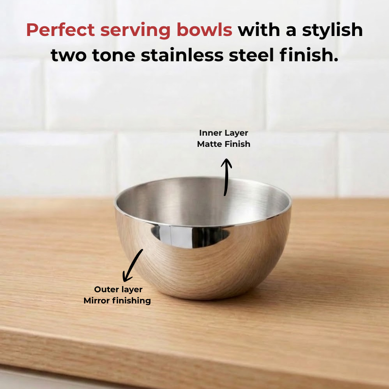 Vinod Stainless Steel Two Tone Bowl Set of 6 Pieces, product view 10