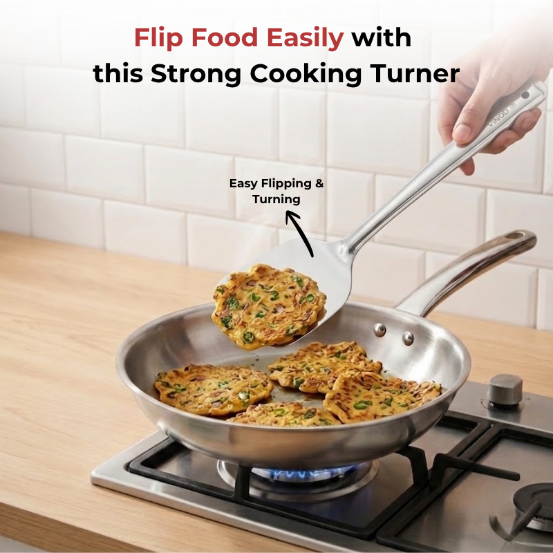 Vinod Stainless Steel Basting Turner / Khurpa/ Cooking Palta Turner Set of 2, product view 11