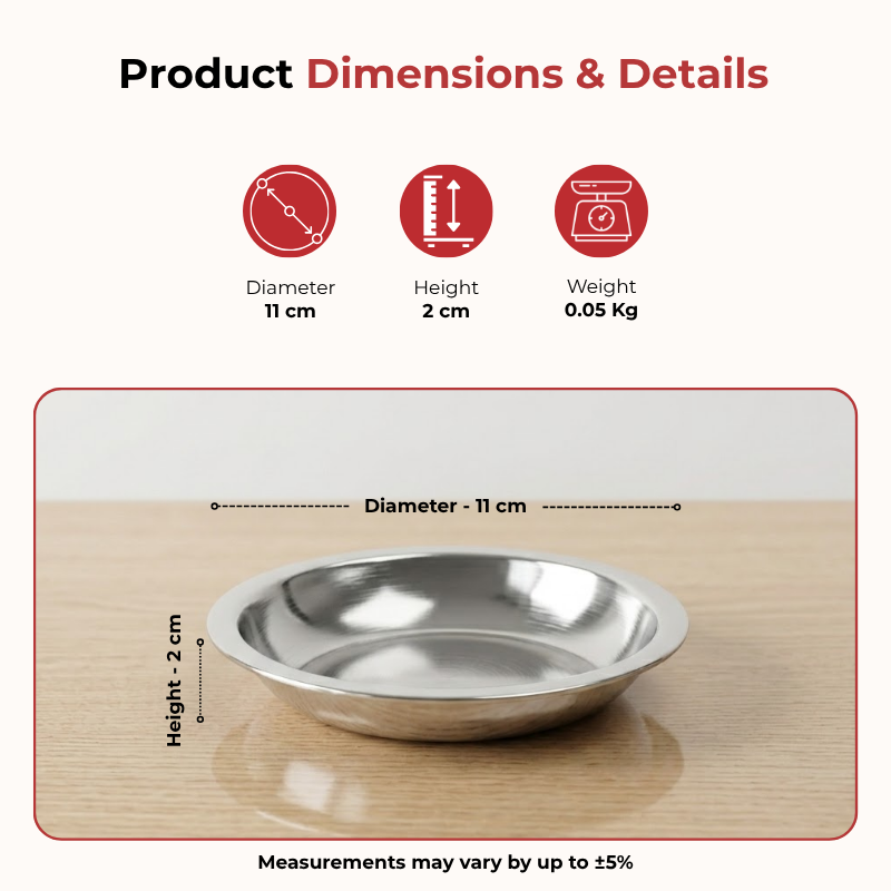 Vinod stainless steel Rajbhog thali 6 piece set with plate, bowls, glass and spoon, product view 11