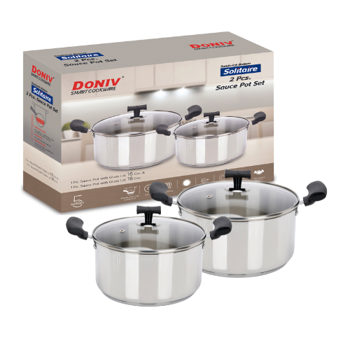 VINOD - DONIV Stainless Steel Sandwich Bottom Solitaire Cookware Set