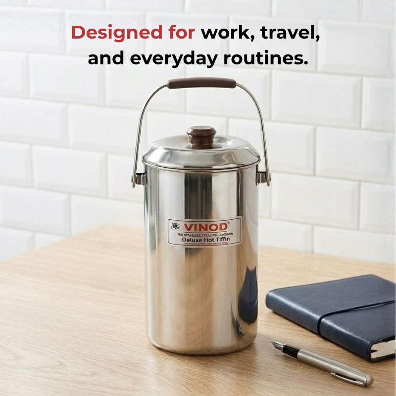 Vinod stainless steel deluxe hot tiffin with 4 compartments, product view 13