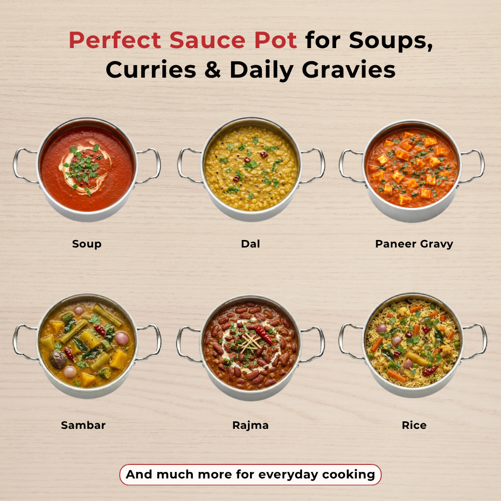 Vinod Doniv Majestic sandwich bottom stainless steel sauce pot with lid, 22 cm, 4.5 litre, product view 13