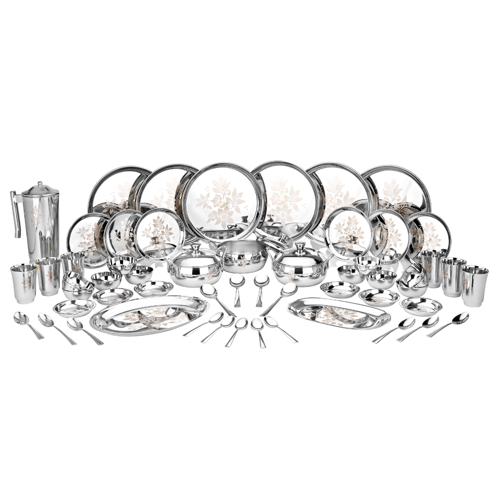 Vinod 58 piece laser stainless steel dinner set, product view 7