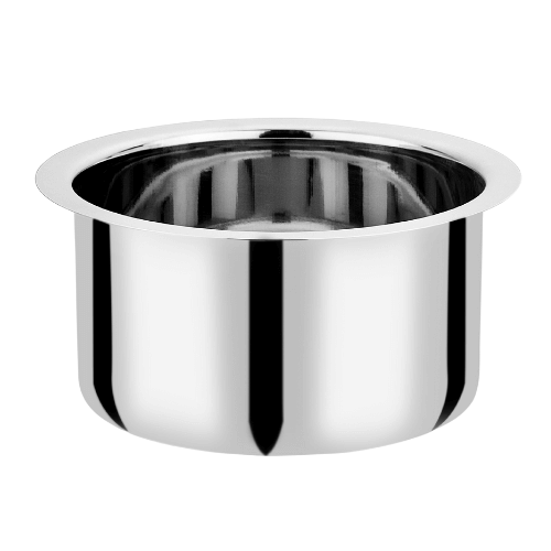 Vinod Stainless Steel Flat Bottom Tope Without Lid, side view