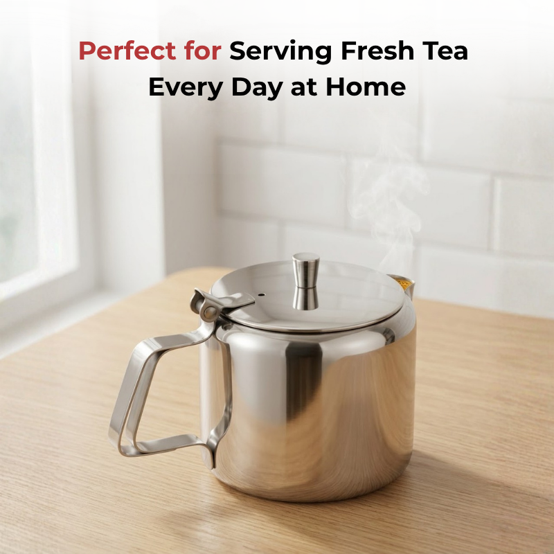 Vinod Stainless Steel Teapot, top view