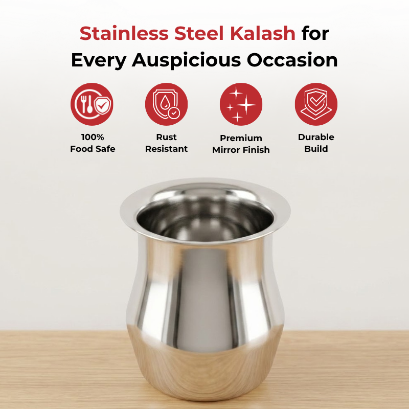 Vinod Stainless Steel Shagun Kalash, top view