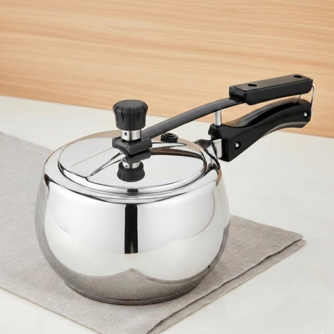 Vinod Doniv stainless steel sandwich bottom pressure cooker with inner lid 2 litre (amaze series), front view
