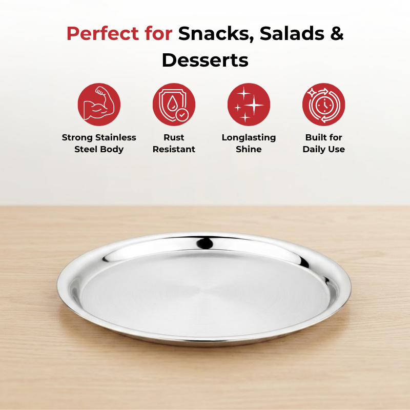 Vinod Stainless Steel Two Tone German Bogi Dish Set of 6, top view