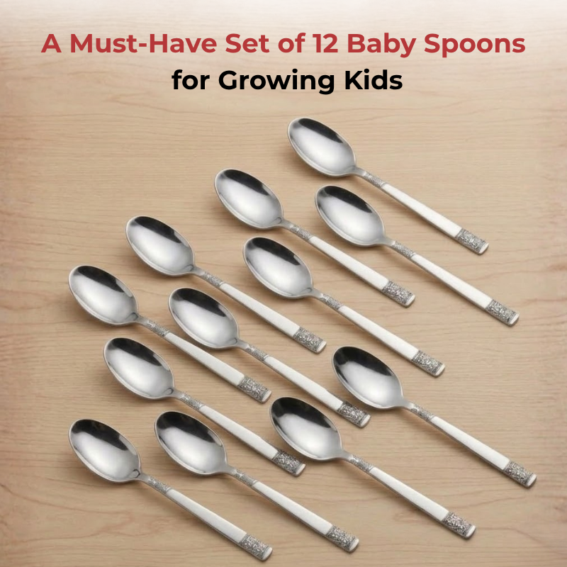Vinod Moscow stainless steel table spoon set of 12, top view