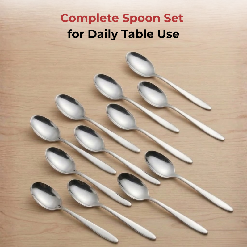Vinod Florence stainless steel baby spoon set of 12, top view