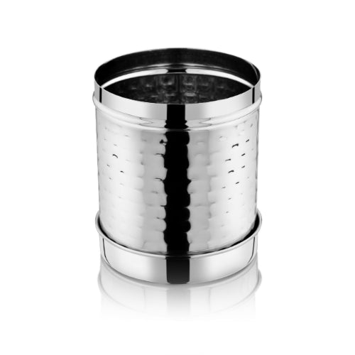 VINOD Stainless Steel Hammered Deep Dabba – Premium Steel food storage container for Kitchen – Set of 5 Pieces, 1000 ml, 1400 ml, 1800 ml, 2300 ml, 3000 ml, No 10 to No 14