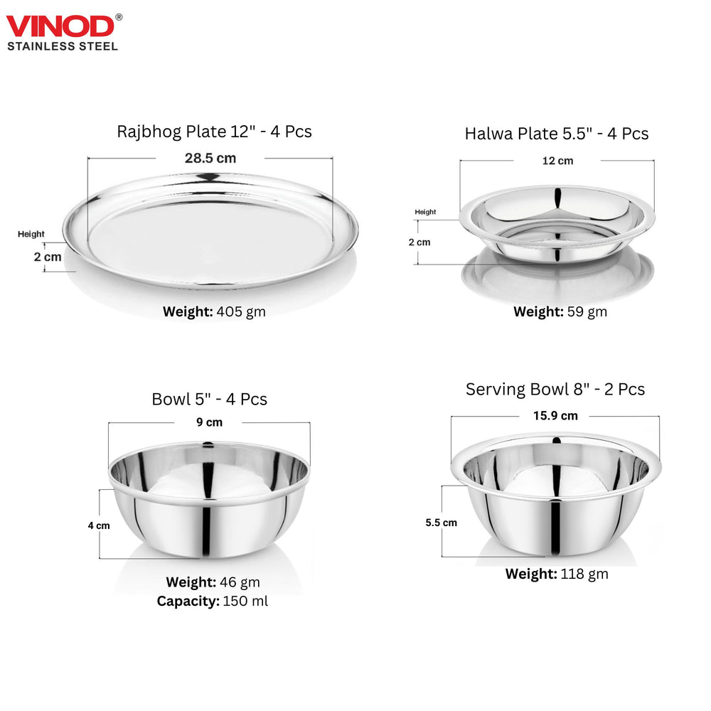 Vinod 24 Pieces Stainless Steel Dinner Set, close-up detail