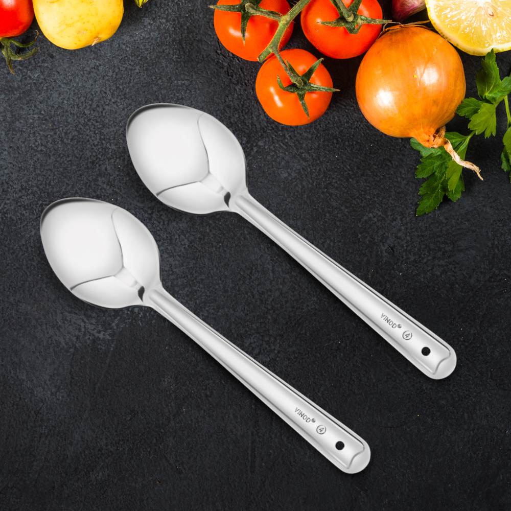 Vinod Stainless Steel Paan Serving/Cooking Spoon, Set of 2, Size 4