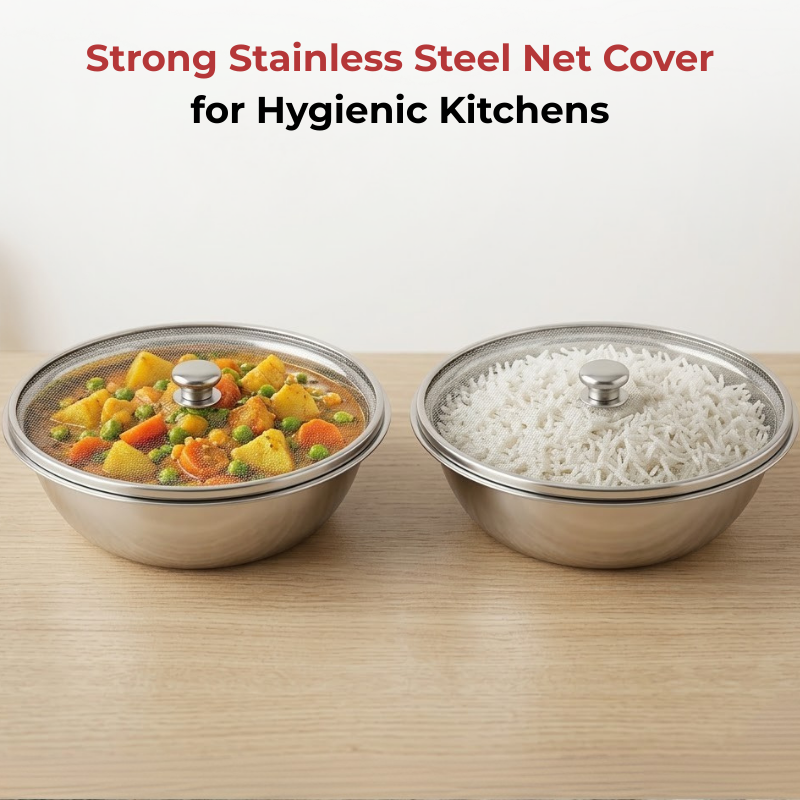 Vinod stainless steel net food cover set of 2, size 7, side view