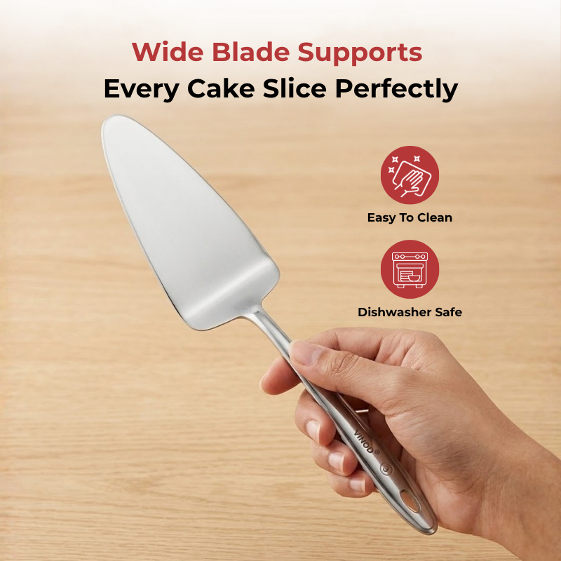 Vinod stainless steel cake / desserts server set of 2, angled view