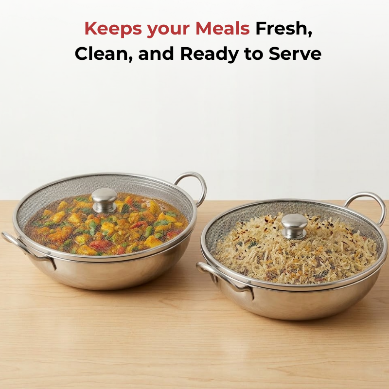 Vinod stainless steel net food cover set of 2, size 10, side view