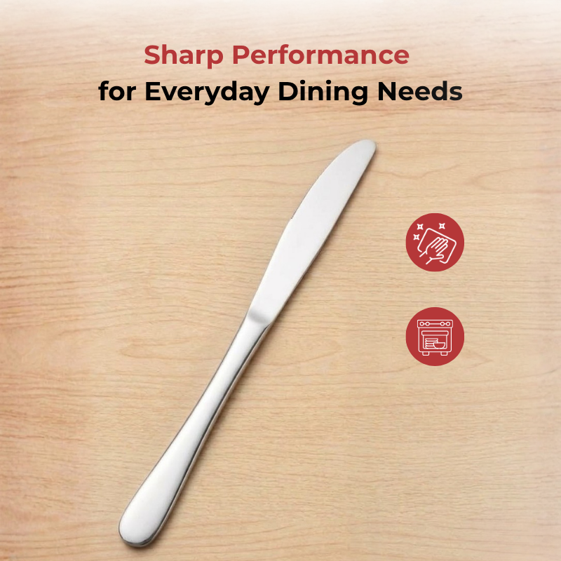 Vinod Florence stainless steel dinner knife set of 6, angled view