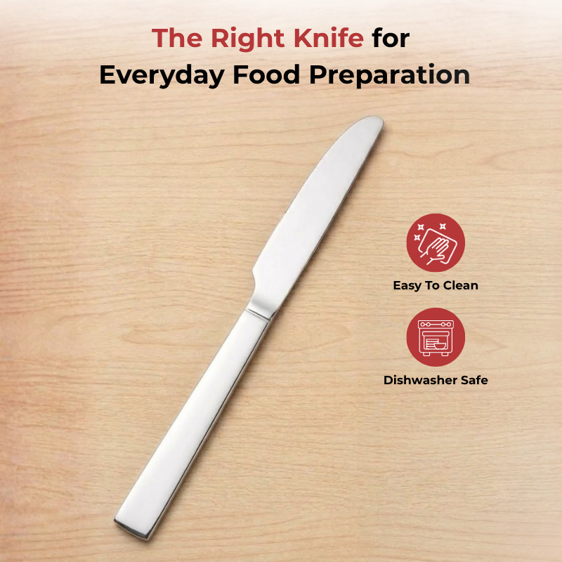 Vinod Aero stainless steel dinner knife set of 6, angled view