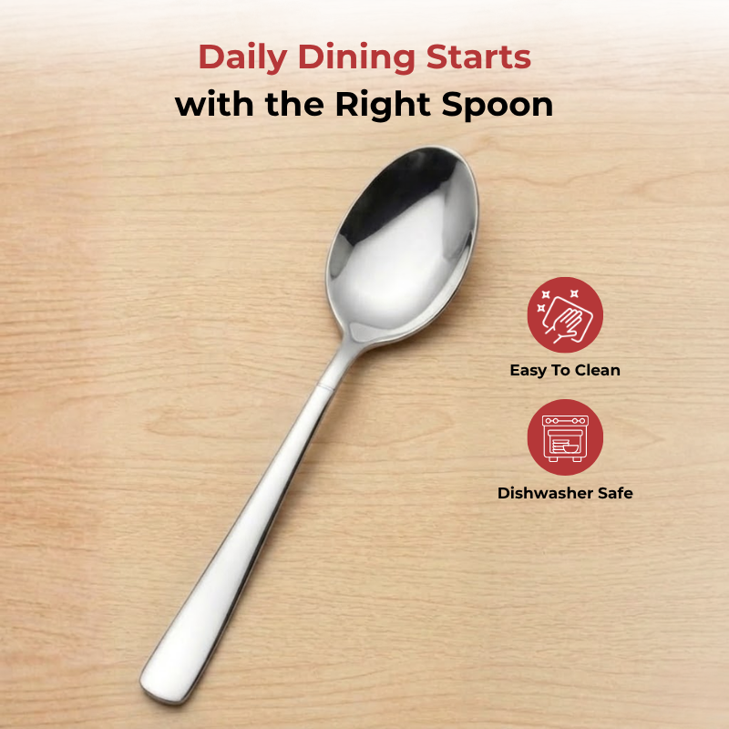 Vinod Aero stainless steel baby spoon set of 12, angled view