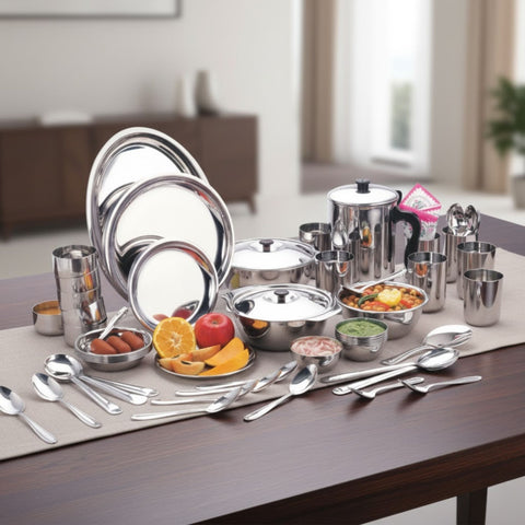 Vinod 30 Pieces Stainless Steel Dinner Set, front view
