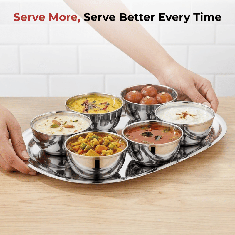 Vinod Stainless Steel Maharaja Bowl Set of 6 Pieces, close-up detail