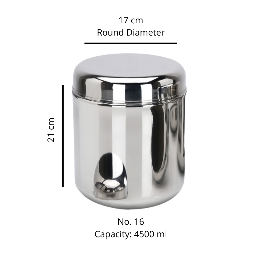 Vinod Stainless Steel Russian Deep Dabba 4500 ml, No.16 - Set of 2 Pcs | Premium Quality Food Storage | Airtight Steel Storage Container