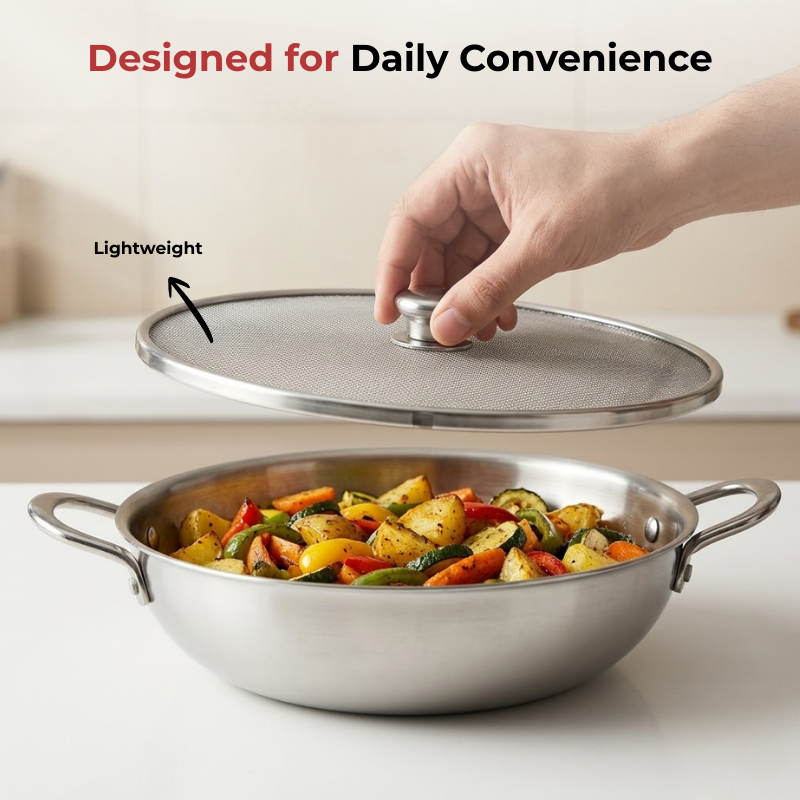 Vinod stainless steel net food cover set of 2, size 10, angled view