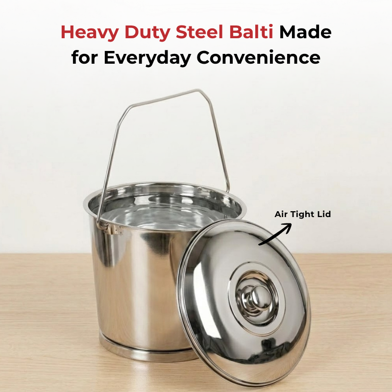 Vinod Stainless Steel Balti with Lid, in-use view
