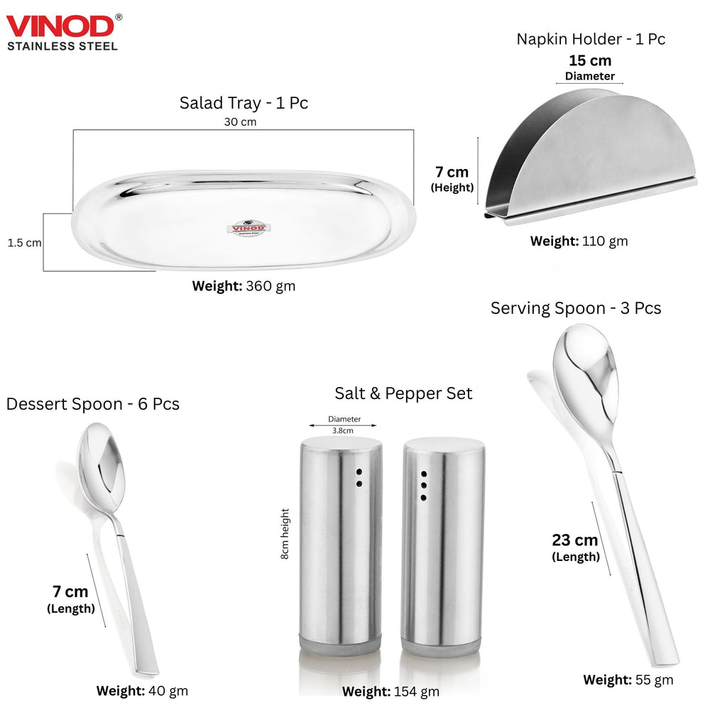 Vinod 55 Pieces Two Tone Stainless Steel Dinner Set, close-up detail