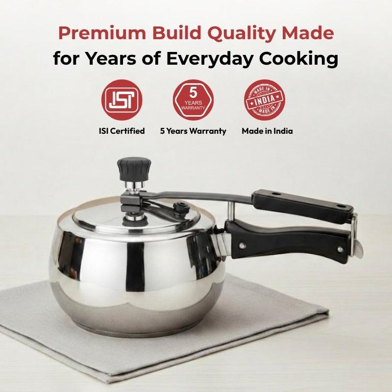 Vinod – Doniv Stainless Steel Sandwich Bottom Pressure Cooker With Inner Lid 2 Ltr (Amaze Series) – Induction Friendly
