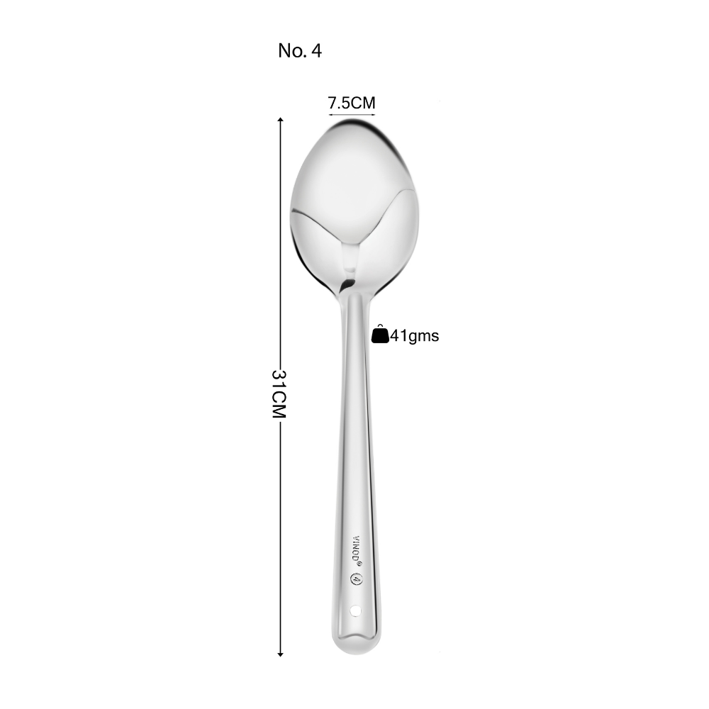 Vinod Stainless Steel Paan Serving/Cooking Spoon, Set of 2, Size 4