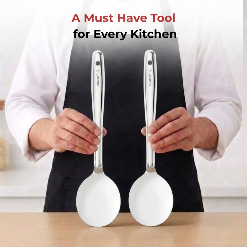 Vinod stainless steel paratha palta turner set of 2, 34 cm, No. 2, close-up detail