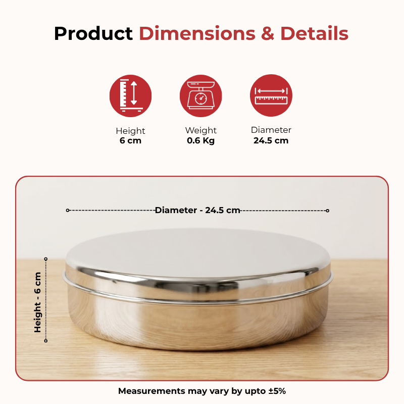 Vinod Stainless Steel Papad Dabba 9.5 inch (No.14), product view 7