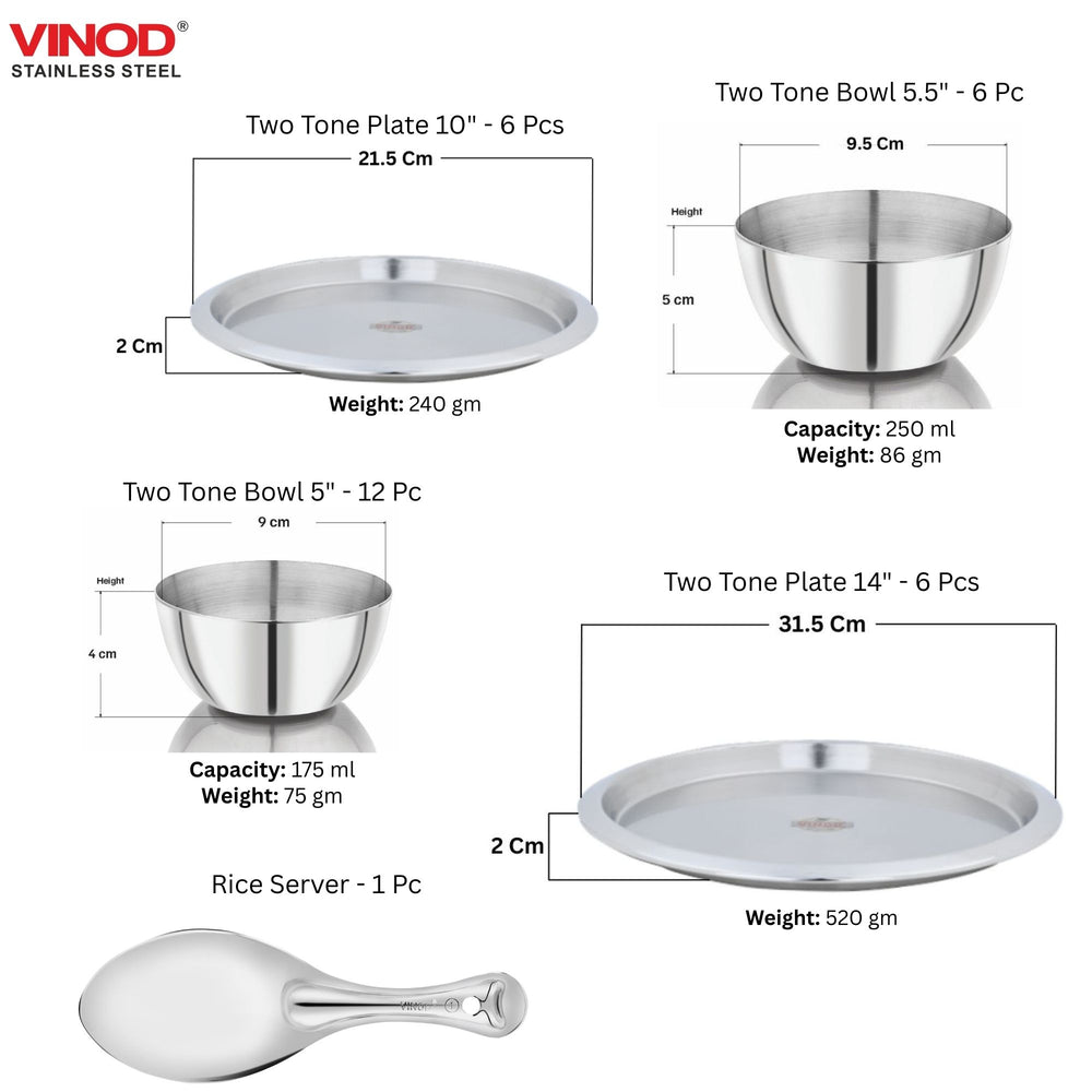 Vinod 61 Pieces Two Tone Deluxe Dinner Set, top view