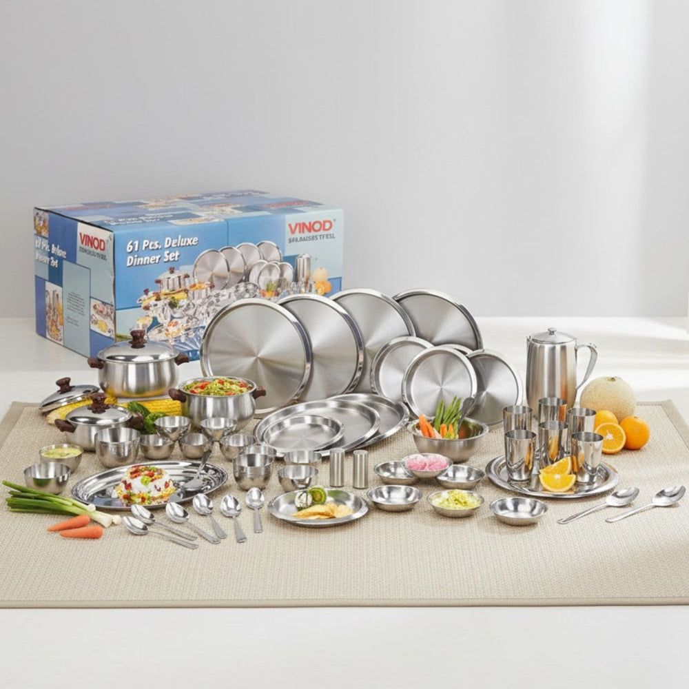 Vinod 61 Pieces Two Tone Deluxe Dinner Set, front view