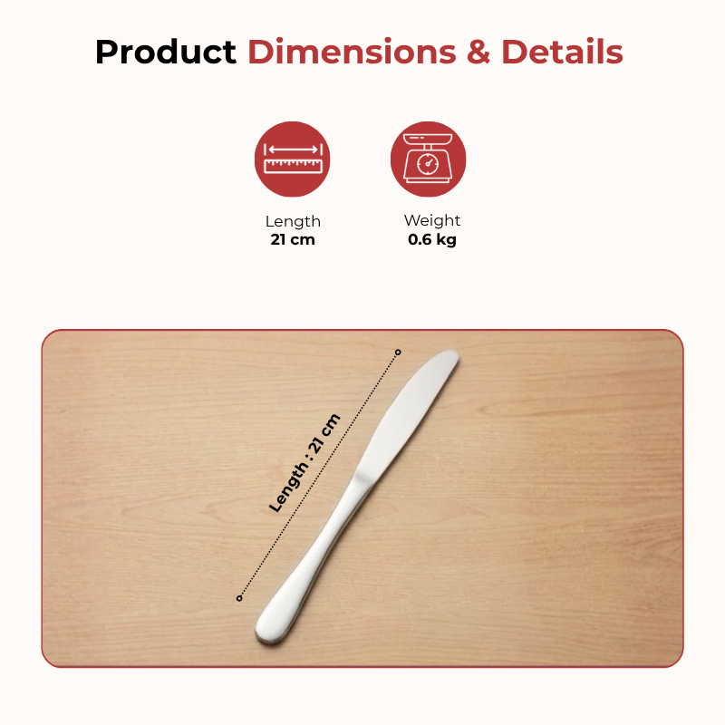Vinod Decora stainless steel dinner knife set of 6, product view 8