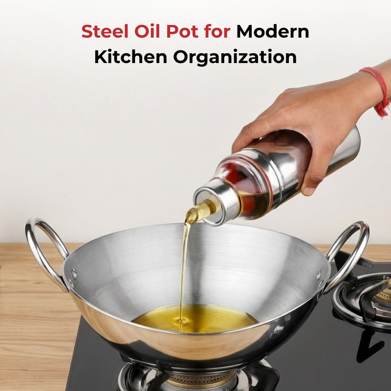 Vinod Stainless Steel Oil Pot with Anti-Drip Spout, product view 8