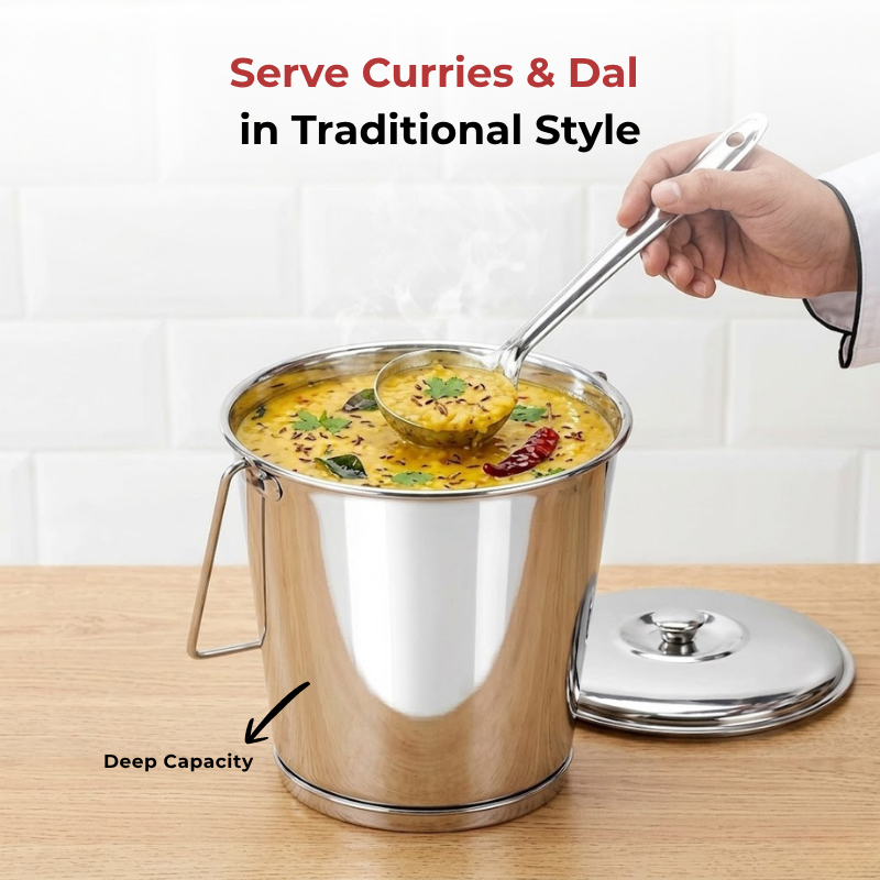 Vinod Stainless Steel Balti with Lid, product view 8