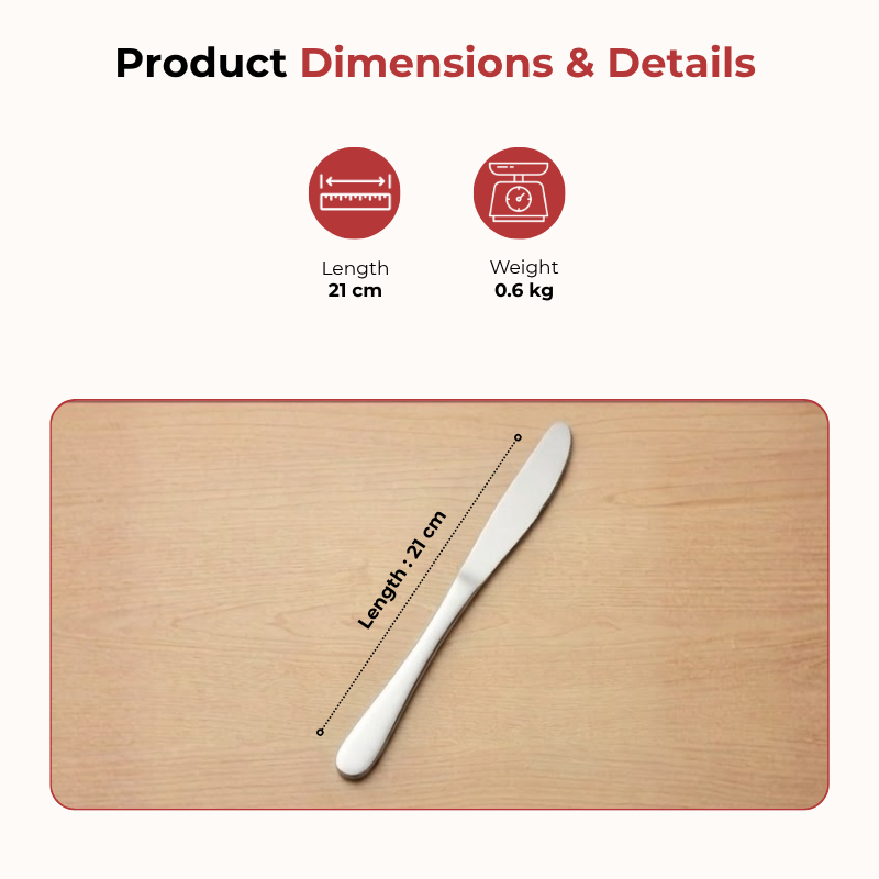 Vinod Florence stainless steel dinner knife set of 6, product view 8
