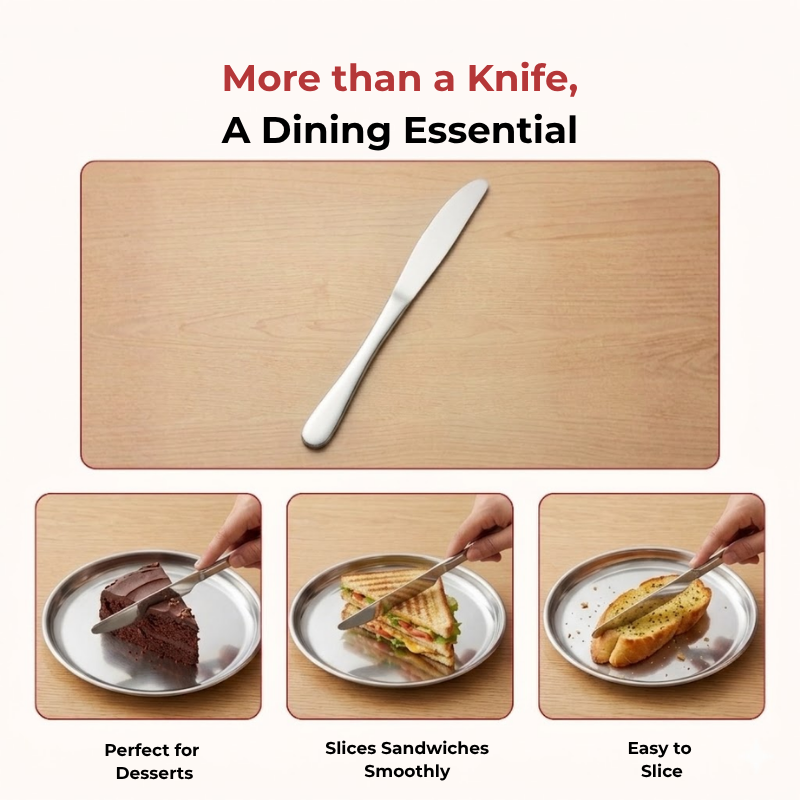 Vinod Decora stainless steel dinner knife set of 6, product view 9