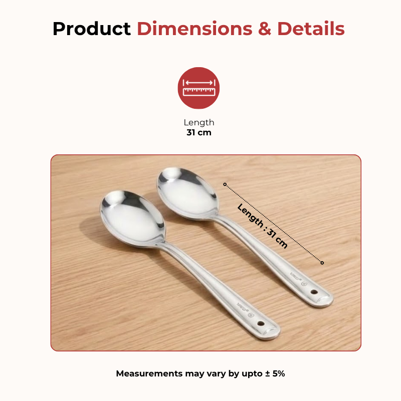 Vinod stainless steel serving paan / cooking spoon set of 2, 31 cm, product view 8