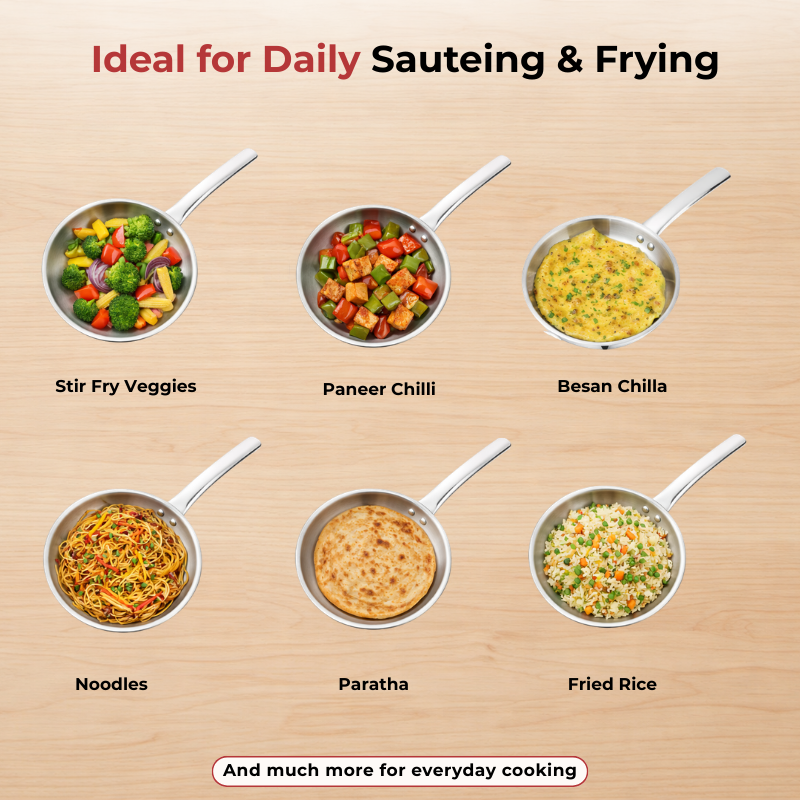 Vinod Claro Heavy Gauge Stainless Steel Fry Pan (Plain) with 1.5 mm, product view 9