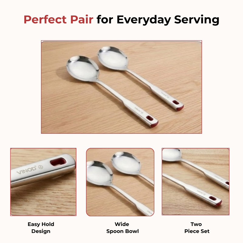 Vinod Queen Kabdir stainless steel serving spoon set of 2, 37 cm, long handle, product view 9
