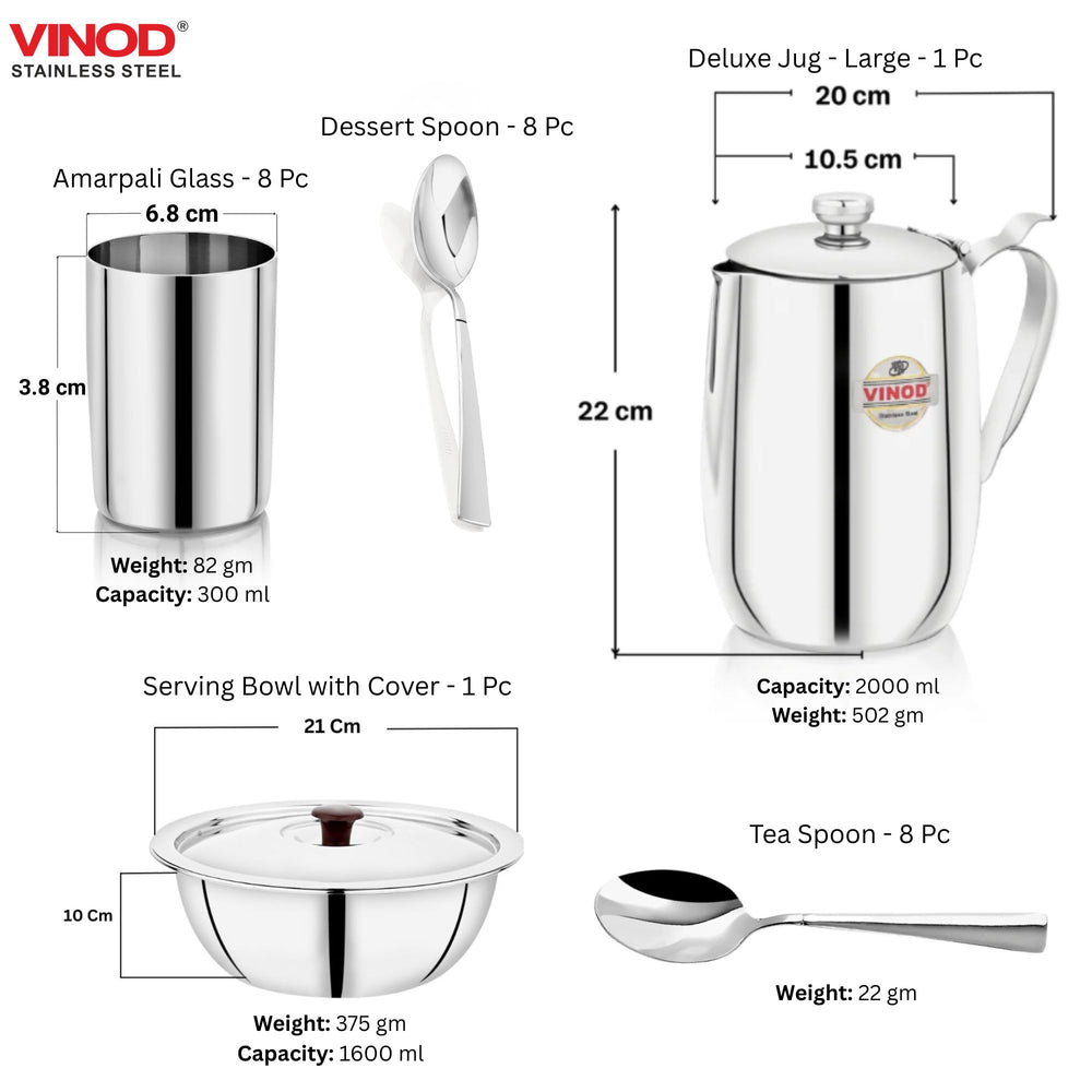 Vinod 85 Pieces Deluxe Stainless Steel Dinner Set, close-up detail