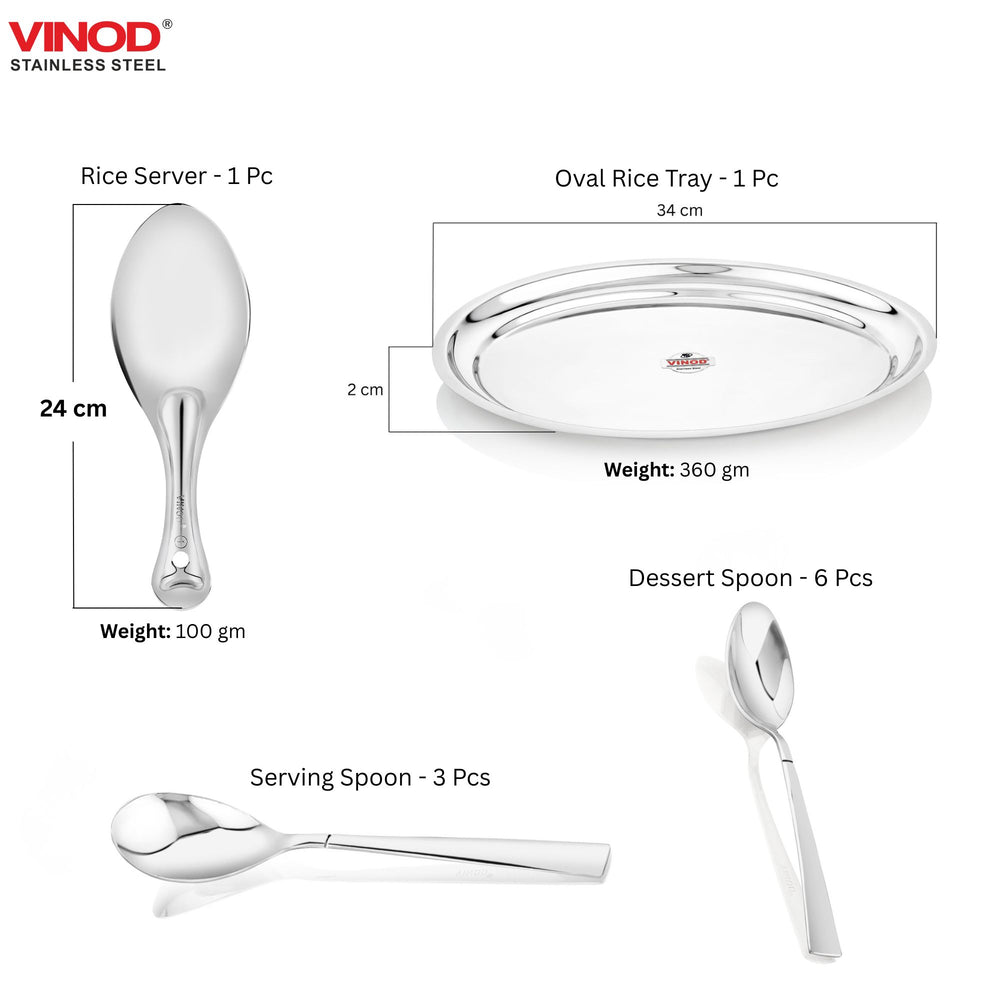 Vinod 51 Pieces Stainless Steel Dinner Set, close-up detail