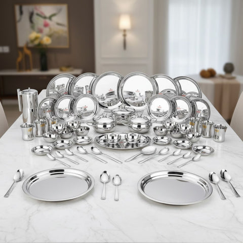 Vinod 51 Pieces Stainless Steel Dinner Set, front view